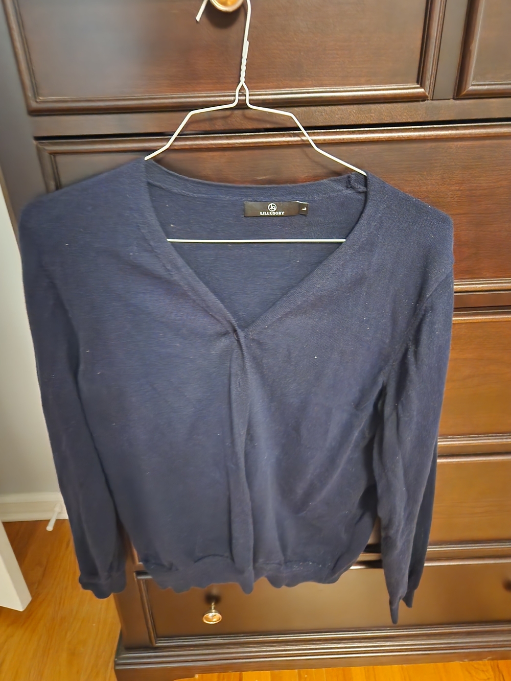 Illusory Navy V-Neck Lightweight Knit Sweater Cardigan
